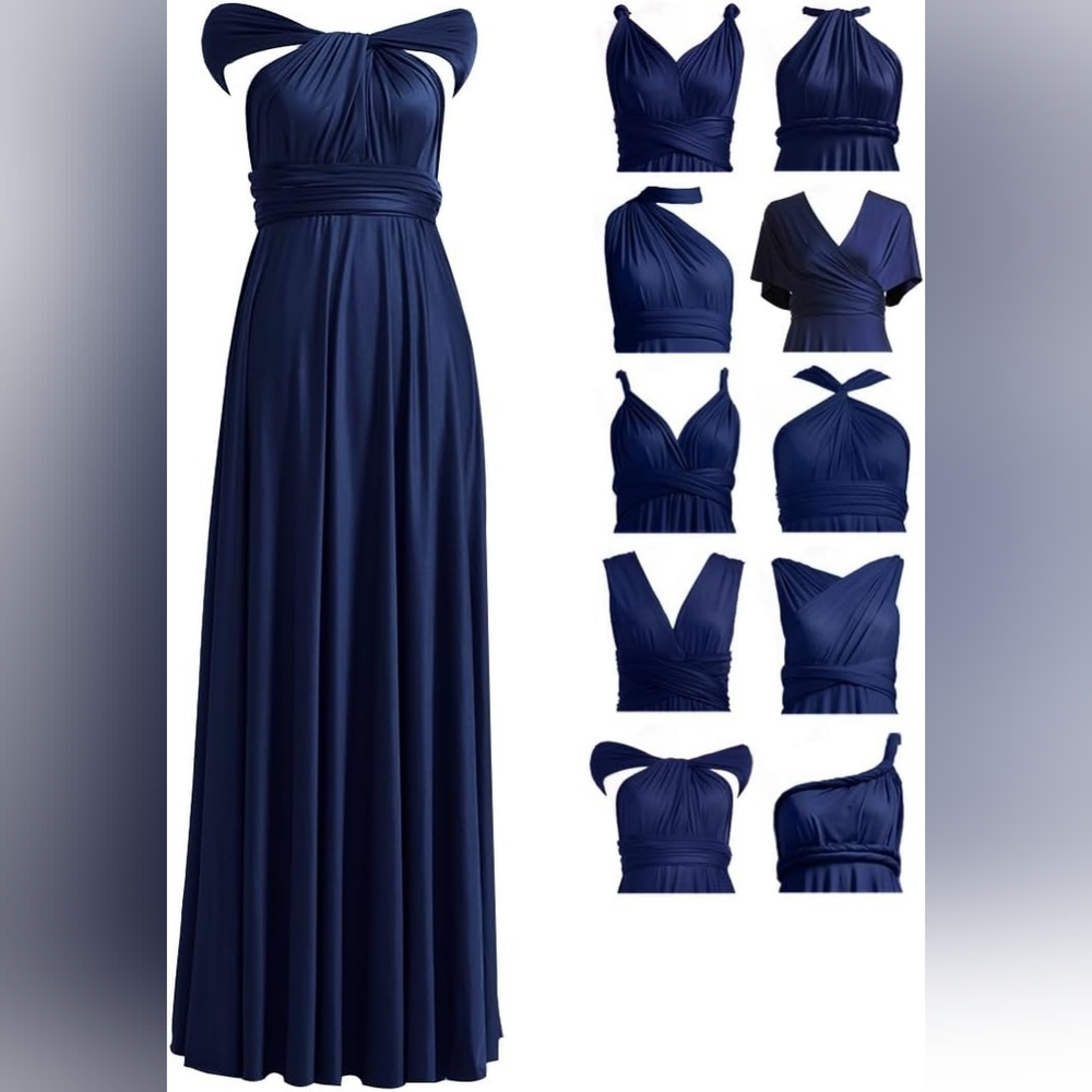 Lulu's Tricks of the Trade Blue Convertible Maxi Dress